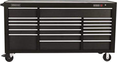 Proto - 39,577 Lb Capacity, 20 Drawer Mobile Workstation - 78-7/8" Wide x 25-1/4" Deep x 43-1/4" High, Steel, Dual Black - Eagle Tool & Supply