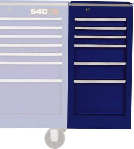Proto - 6 Drawer Blue Side Cabinet - 15" Wide x 29" High x 18" Deep, Use with Vinyl Top, Drawer Liners - Eagle Tool & Supply