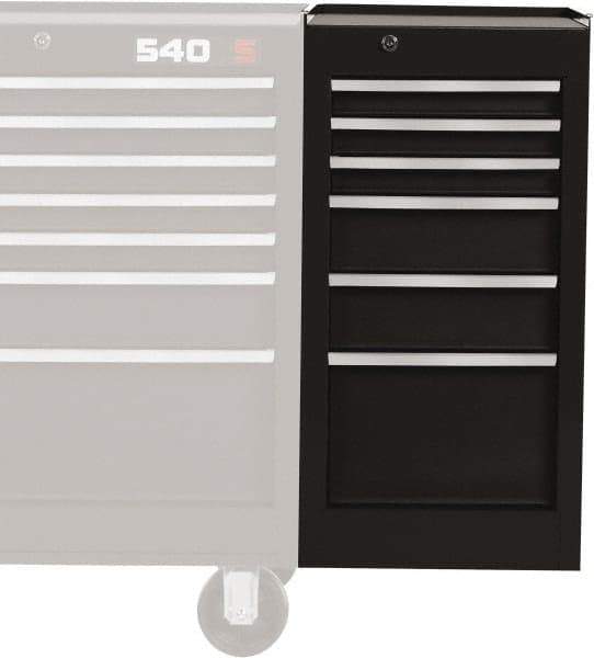 Proto - 6 Drawer Black Side Cabinet - 15" Wide x 29" High x 18" Deep, Use with Vinyl Top, Drawer Liners - Eagle Tool & Supply
