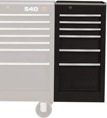 Proto - 6 Drawer Black Side Cabinet - 15" Wide x 29" High x 18" Deep, Use with Vinyl Top, Drawer Liners - Eagle Tool & Supply