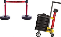 Banner Stakes - 42-5/16" High Plastic Pedestrian Barrier - 15' Long Rope - Eagle Tool & Supply