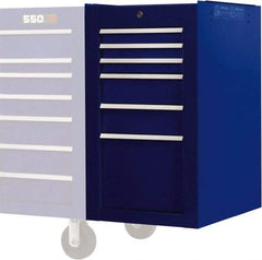 Proto - 6 Drawer Blue Side Cabinet - 19" Wide x 34" High x 25" Deep, Use with Proto Roller Cabinet - Eagle Tool & Supply