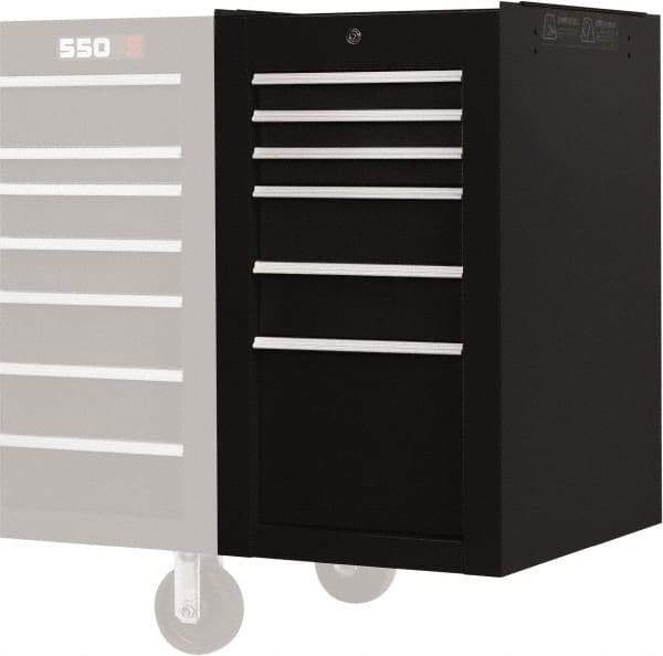 Proto - 6 Drawer Black Side Cabinet - 19" Wide x 34" High x 25" Deep, Use with Proto Roller Cabinet - Eagle Tool & Supply