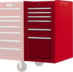 Proto - 6 Drawer Red Side Cabinet - 19" Wide x 34" High x 25" Deep, Use with Proto Roller Cabinet - Eagle Tool & Supply
