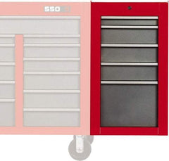 Proto - 5 Drawer Red/Gray Side Cabinet - 19" Wide x 34" High x 25" Deep, Use with Proto Roller Cabinet - Eagle Tool & Supply