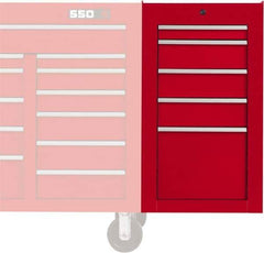 Proto - 5 Drawer Red Side Cabinet - 19" Wide x 34" High x 25" Deep, Use with Proto Roller Cabinet - Eagle Tool & Supply