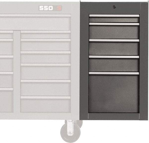 Proto - 5 Drawer Gray Side Cabinet - 19" Wide x 34" High x 25" Deep, Use with Proto Roller Cabinet - Eagle Tool & Supply