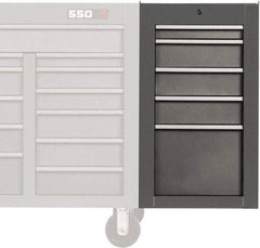 Proto - 5 Drawer Gray Side Cabinet - 19" Wide x 34" High x 25" Deep, Use with Proto Roller Cabinet - Eagle Tool & Supply