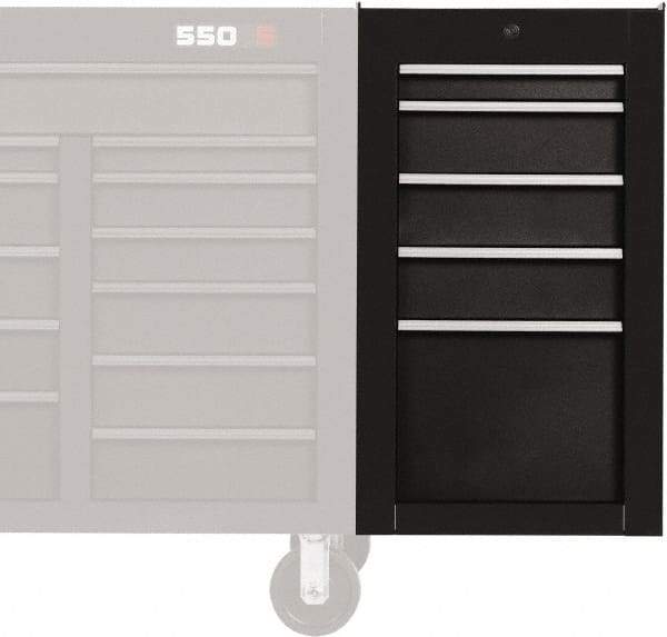 Proto - 5 Drawer Black Side Cabinet - 19" Wide x 34" High x 25" Deep, Use with Proto Roller Cabinet - Eagle Tool & Supply