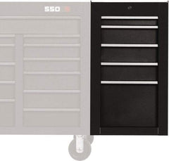 Proto - 5 Drawer Black Side Cabinet - 19" Wide x 34" High x 25" Deep, Use with Proto Roller Cabinet - Eagle Tool & Supply