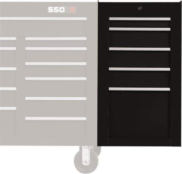 Proto - 5 Drawer Black Side Cabinet - 19" Wide x 34" High x 25" Deep, Use with Proto Roller Cabinet - Eagle Tool & Supply