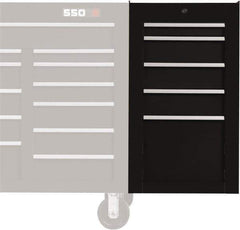 Proto - 5 Drawer Black Side Cabinet - 19" Wide x 34" High x 25" Deep, Use with Proto Roller Cabinet - Eagle Tool & Supply