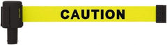 Banner Stakes - 6.61" High x 15' Long x 2-1/2" Wide Retractable Barrier Belt - Matte Finish, Yellow, Use with Banner Stakes Plus Stanchion, Banner Stakes Plus Base - Eagle Tool & Supply