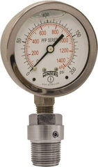 Winters - 2-1/2" Dial, 1/4 Thread, 0-600 Scale Range, Pressure Gauge - Bottom Connection Mount, Accurate to 1.5% of Scale - Eagle Tool & Supply