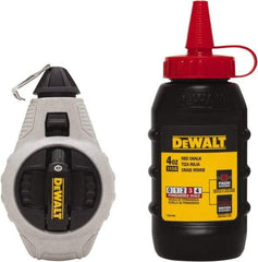 DeWALT - 100' Long Reel & Chalk Set - Silver & Black, Includes 4 oz Red Chalk - Eagle Tool & Supply