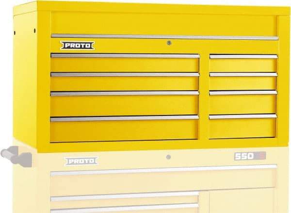 Proto - 10 Drawer Top Tool Chest - 50" Wide x 25-1/4" Deep x 27" High, Steel, Black - Eagle Tool & Supply
