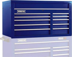 Proto - 10 Drawer Top Tool Chest - 50" Wide x 25-1/4" Deep x 27" High, Steel, Blue - Eagle Tool & Supply