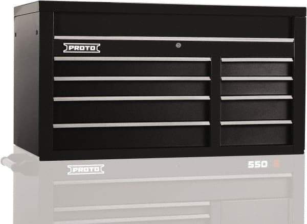 Proto - 8 Drawer Top Tool Chest - 50" Wide x 25-1/4" Deep x 27" High, Steel, Black - Eagle Tool & Supply