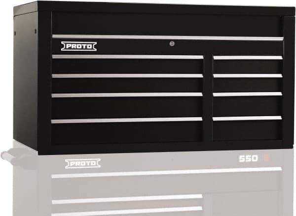 Proto - 8 Drawer Top Tool Chest - 50" Wide x 25-1/4" Deep x 27" High, Steel, Black - Eagle Tool & Supply