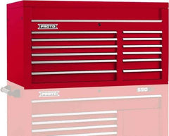 Proto - 12 Drawer Top Tool Chest - 50" Wide x 25-1/4" Deep x 27" High, Steel, Red - Eagle Tool & Supply