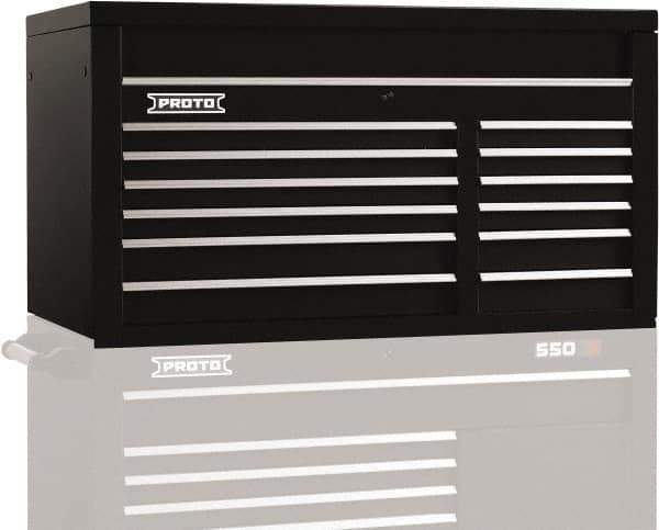 Proto - 12 Drawer Top Tool Chest - 50" Wide x 25-1/4" Deep x 27" High, Steel, Black - Eagle Tool & Supply