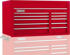 Proto - 10 Drawer Top Tool Chest - 50" Wide x 25-1/4" Deep x 27" High, Steel, Red - Eagle Tool & Supply