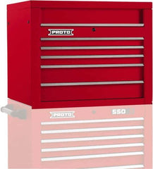 Proto - 5 Drawer Top Tool Chest - 34" Wide x 25-1/4" Deep x 27" High, Steel, Red - Eagle Tool & Supply