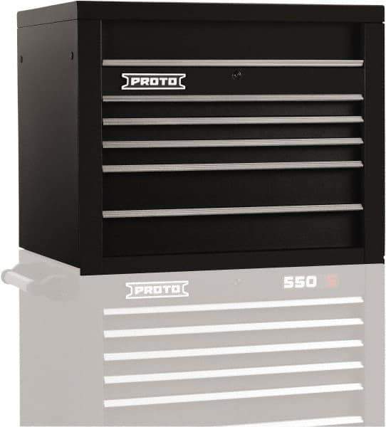 Proto - 5 Drawer Top Tool Chest - 34" Wide x 25-1/4" Deep x 27" High, Steel, Black - Eagle Tool & Supply