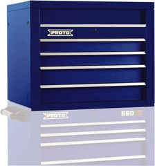 Proto - 4 Drawer Top Tool Chest - 34" Wide x 25-1/4" Deep x 27" High, Steel, Blue - Eagle Tool & Supply