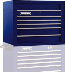 Proto - 5 Drawer Top Tool Chest - 34" Wide x 25-1/4" Deep x 27" High, Steel, Blue - Eagle Tool & Supply