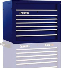 Proto - 6 Drawer Top Tool Chest - 34" Wide x 25-1/4" Deep x 27" High, Steel, Blue - Eagle Tool & Supply