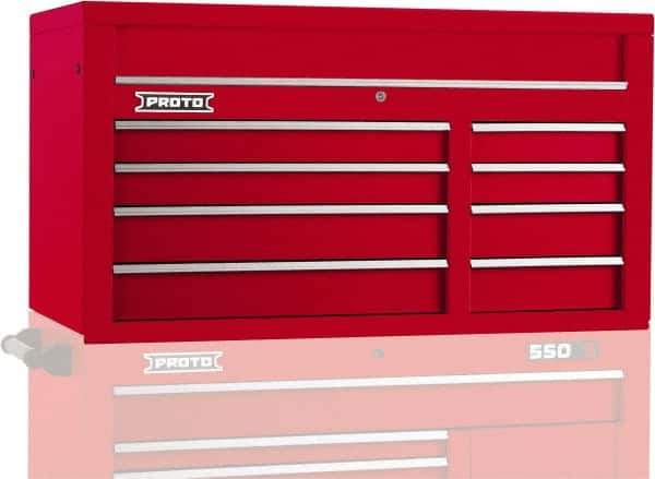 Proto - 8 Drawer Top Tool Chest - 50" Wide x 25-1/4" Deep x 27" High, Steel, Red - Eagle Tool & Supply