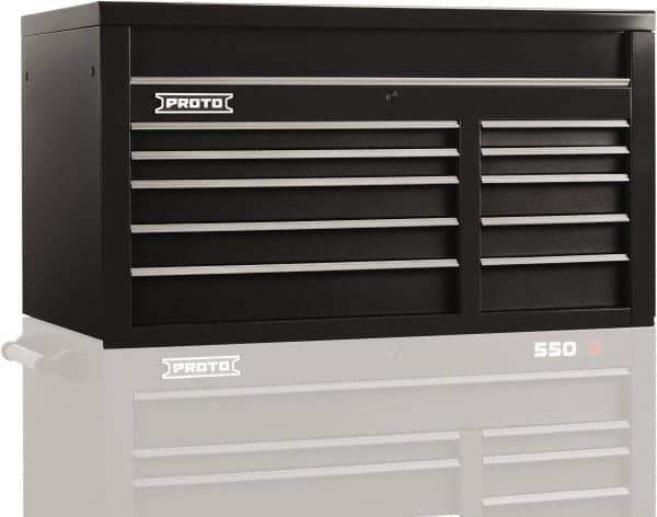 Proto - 10 Drawer Top Tool Chest - 50" Wide x 25-1/4" Deep x 27" High, Steel, Black - Eagle Tool & Supply