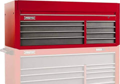 Proto - 8 Drawer Top Tool Chest - 66" Wide x 27" Deep x 27" High, Steel, Safety Red/Gray - Eagle Tool & Supply