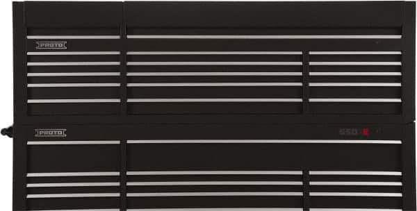 Proto - 15 Drawer Top Tool Chest - 88-1/4" Wide x 27" Deep x 27-1/4" High, Steel, Black - Eagle Tool & Supply