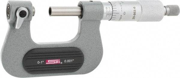 SPI - 0 to 1" Range, Mechanical Screw Thread Micrometer - Ratchet Stop Thimble, 0.001" Graduation, +/- 0.0002" Accuracy - Eagle Tool & Supply