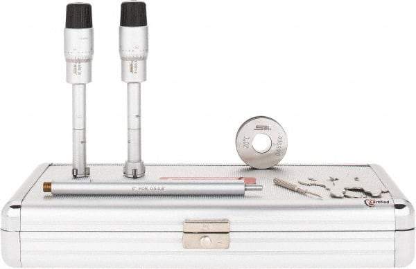 SPI - 2 Piece, 1/2 to 0.8", Chrome Plated Coated, Mechanical Inside Micrometer Set - 0.0002" Graduation, 6" Extension Rod Length, (1) Setting Ring Included - Eagle Tool & Supply