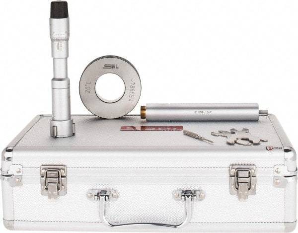 SPI - 1.2 to 1.6", 3.82" Gage Depth, Mechanical Inside Hole Micrometer - 0.0002" Graduation, 0.00016" Accuracy, Ratchet Stop Thimble - Eagle Tool & Supply