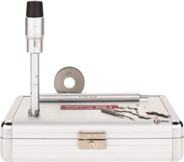 SPI - 0.5 to 0.65", 3.15" Gage Depth, Mechanical Inside Hole Micrometer - 0.0002" Graduation, 0.00016" Accuracy, Ratchet Stop Thimble - Eagle Tool & Supply