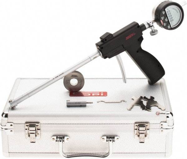 SPI - 0.5 to 0.8", 2.6" Deep, Pistol Grip Electronic Bore Gage Set - Up to 0.00016" Accuracy, 0.0001" Resolution, Includes Indicator - Eagle Tool & Supply