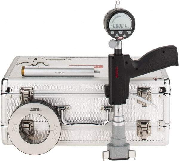 SPI - 2.5 to 3", 4.48" Deep, Pistol Grip Electronic Bore Gage - Up to 0.0002" Accuracy, 0.0001" Resolution, Includes Indicator - Eagle Tool & Supply