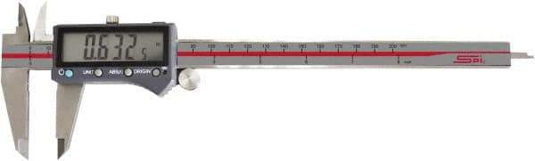 SPI - 0 to 8" Range 0.0005" Resolution, IP54 Electronic Caliper - Stainless Steel with 2" Stainless Steel Jaws, 0.001" Accuracy, Wireless Output - Eagle Tool & Supply