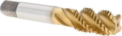 Kennametal - 3/4-10 4 Flute Modified Bottoming Spiral Flute Tap - Cobalt, TiCN/TiN Finish, 108mm OAL, Right Hand Flute, Right Hand Thread, H3 - Eagle Tool & Supply