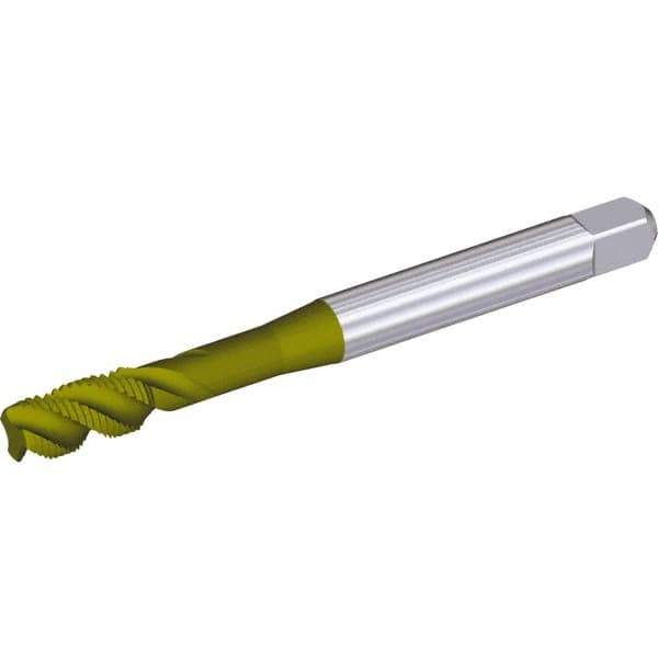 Kennametal - M10x1.50 Metric 3 Flute Modified Bottoming Spiral Flute Tap - Cobalt, Oxide Finish, 100mm OAL, Right Hand Flute, Right Hand Thread, H6 - Exact Industrial Supply