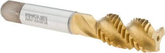 Kennametal - 5/8-11 3 Flute Modified Bottoming Spiral Flute Tap - Cobalt, TiCN/TiN Finish, 96.8mm OAL, Right Hand Flute, Right Hand Thread, H3 - Eagle Tool & Supply