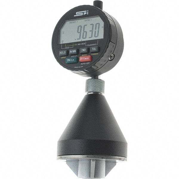 SPI - 1 to 2", 0 to 90° Included Angle, Digital Chamfer Gage - Hardened Tool Steel (Plunger), 3 Blade Plunger, 0.0001" Accuracy, 0.0001" Graduation - Eagle Tool & Supply
