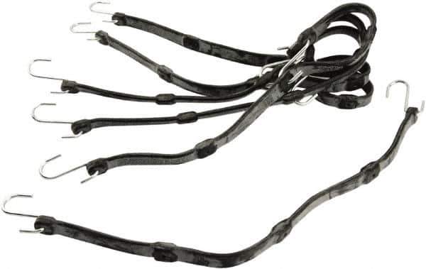 Erickson Manufacturing - Adjustable Bungee Strap with S Hook - 24" OAL, Black - Eagle Tool & Supply