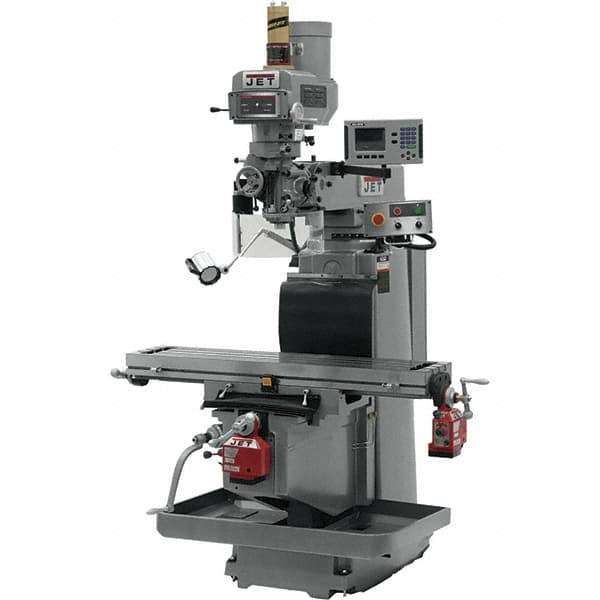 Jet - 54" Table Width x 12" Table Length, Electronic Variable Speed Control, 3 Phase Knee Milling Machine - R8 Spindle Taper, 5 hp - Eagle Tool & Supply