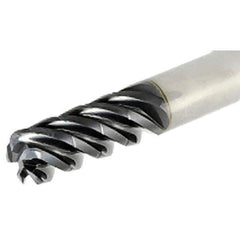 Iscar - 6mm Diam, Variable Pitch, 12mm LOC, 4 Flute Solid Carbide 1mm Corner Radius Roughing End Mill - TiAlN Finish, 57mm OAL, 6mm Shank Diam, Single End, 38° Helix - Eagle Tool & Supply