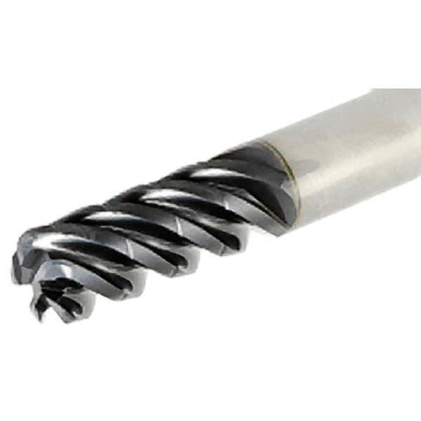 Iscar - 12mm Diam, Variable Pitch, 24mm LOC, 4 Flute Solid Carbide 2mm Corner Radius Roughing End Mill - TiAlN Finish, 83mm OAL, 12mm Shank Diam, Single End, 38° Helix - Eagle Tool & Supply